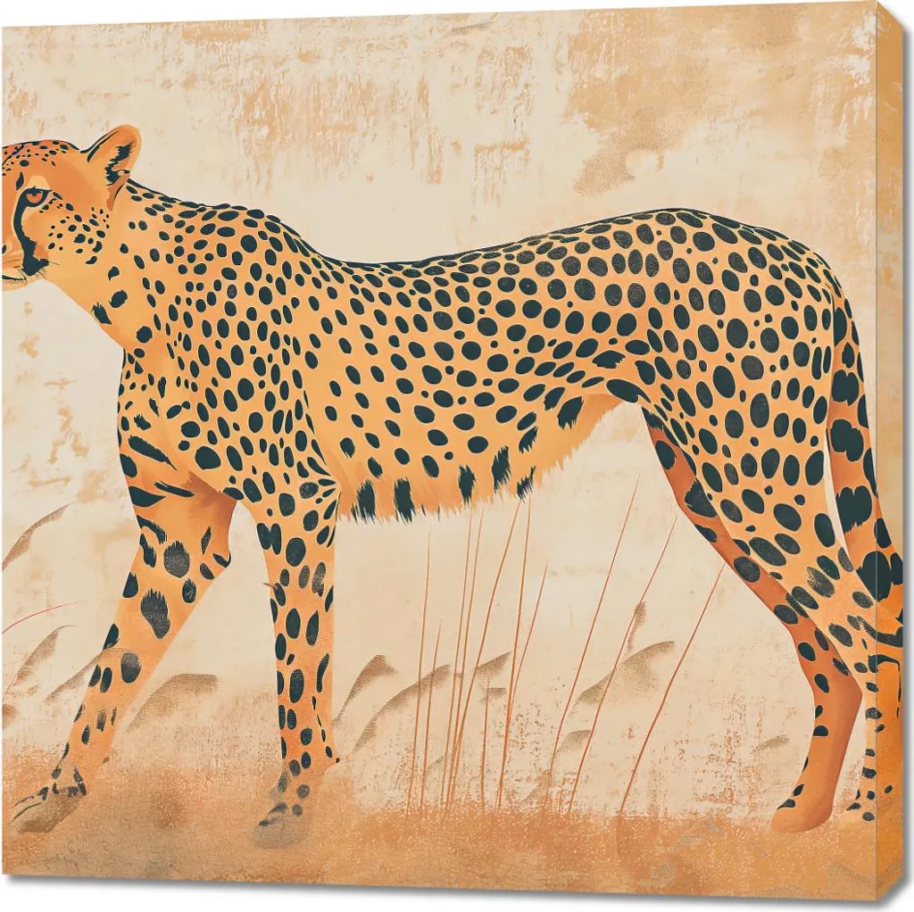 Tableau Guépard en mouvement 90 x 90 cm - Décoration murale carrée