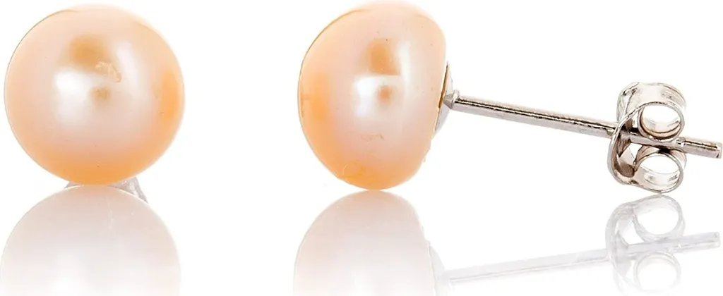 Orecchini Lobo Perle 9mm Pesca e Argento | Gioielli Donna Moderni