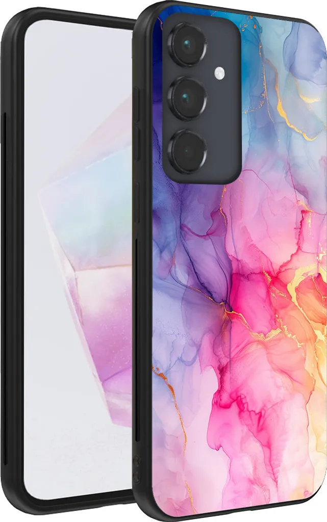 Custodia per cellulare adatta a Samsung Galaxy A35 con stampa in marmo - TPU Back Cover Case design marmo - arcobaleno