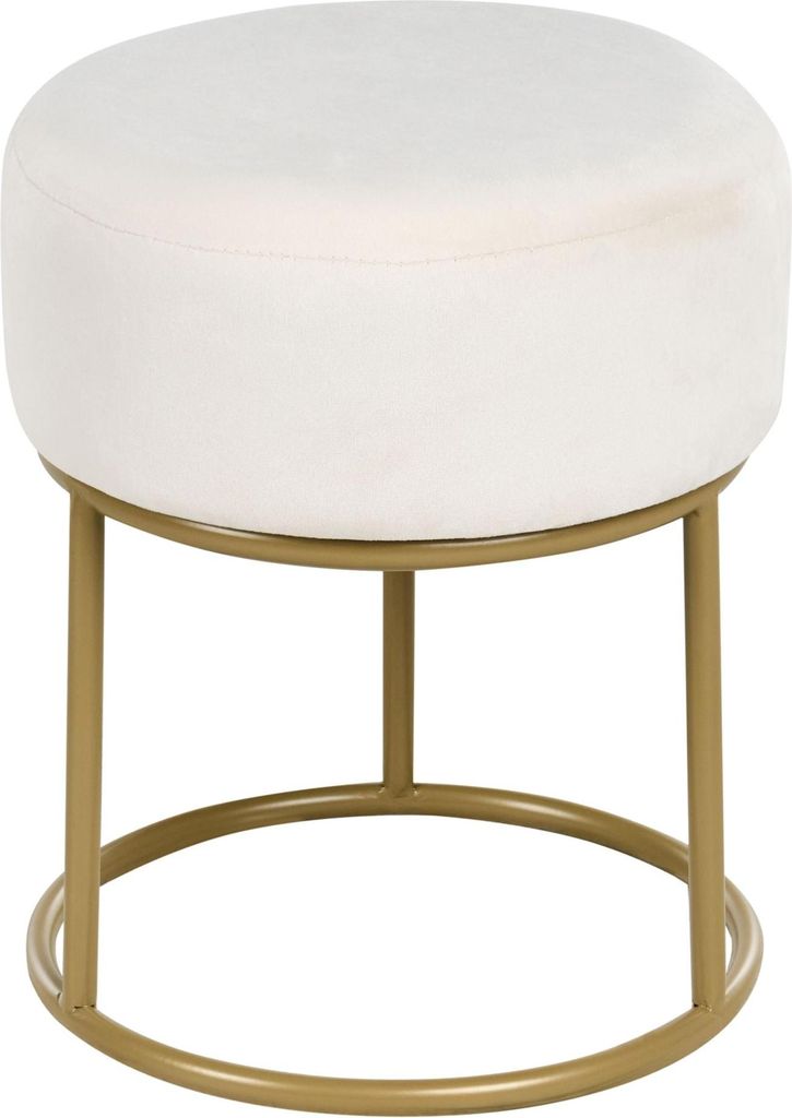 BELIANI Hocker Cremeweiß Samtstoff Rund 35 cm mit Goldenen Metallbeinen Glamourös Modern Sitzpouf Sitzhocker Ottomane Pouf Fußhocker