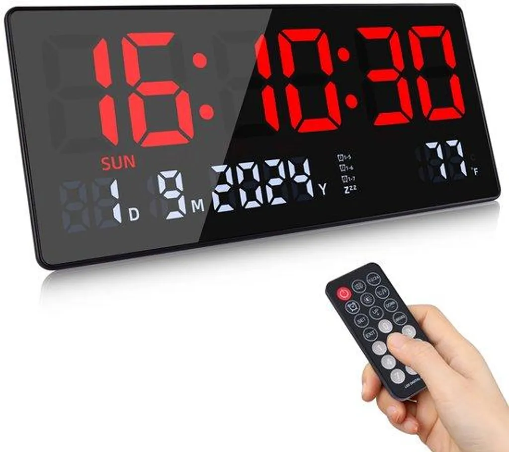 Calendrier mural numérique avec horloge LED géante et température HD