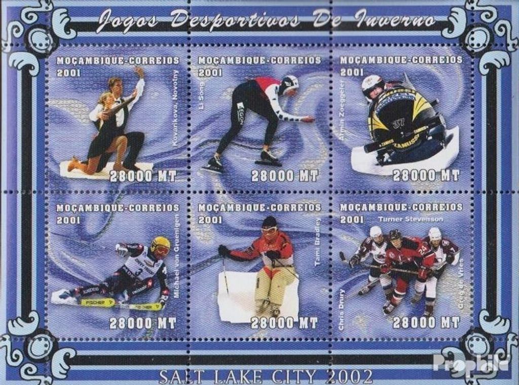 Briefmarken Mosambik 2001 Mi 1976-1981 Kleinbogen Produktbild 