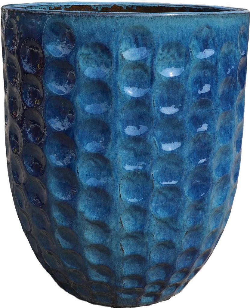 Provencelia Keramik Pflanzkübel Merovee Aqua, Ø23 x H35 cm, frostbeständig, handgefertigt, glasiert, Outdoor, Terrasse, winterfest