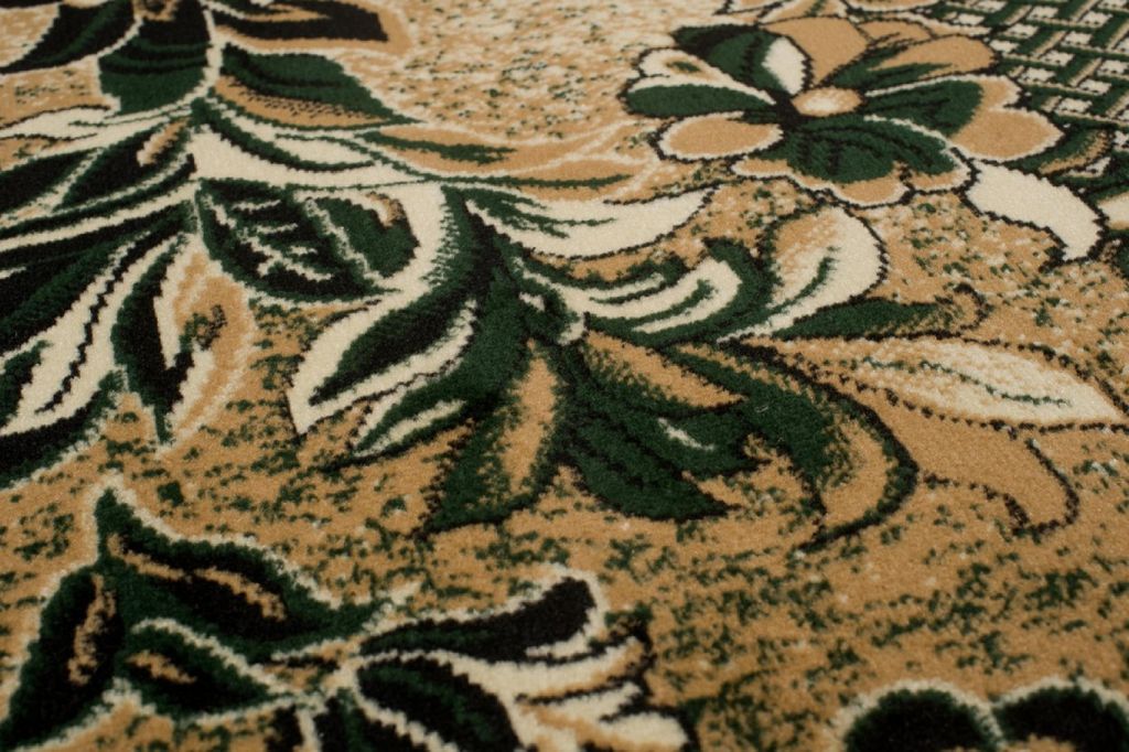 Tapiso Teppich ATLAS Design Blumen beige grün 120 x 170 cm