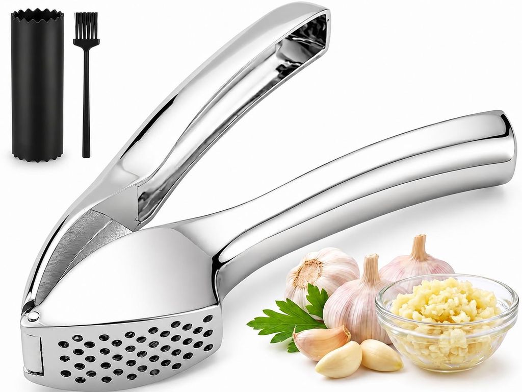 KANDONEX Premium Knoblauchpresse Edelstahl – Rostfrei & Produktbild 