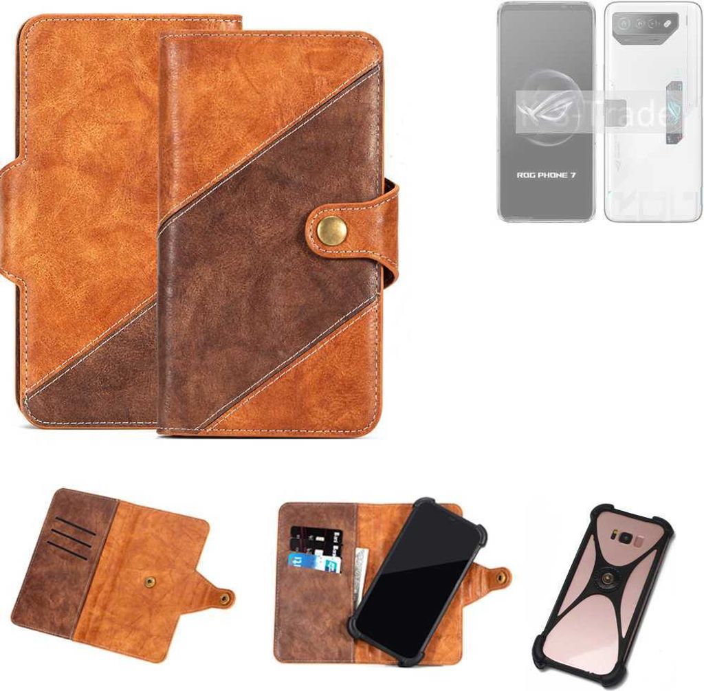 K-S-Trade Handyhülle Schutzhülle Bookstyle Case Wallet-Case kompatibel mit Asus ROG Phone 7 Ultimate Cover Klapphülle Kantenschutz Smartphone