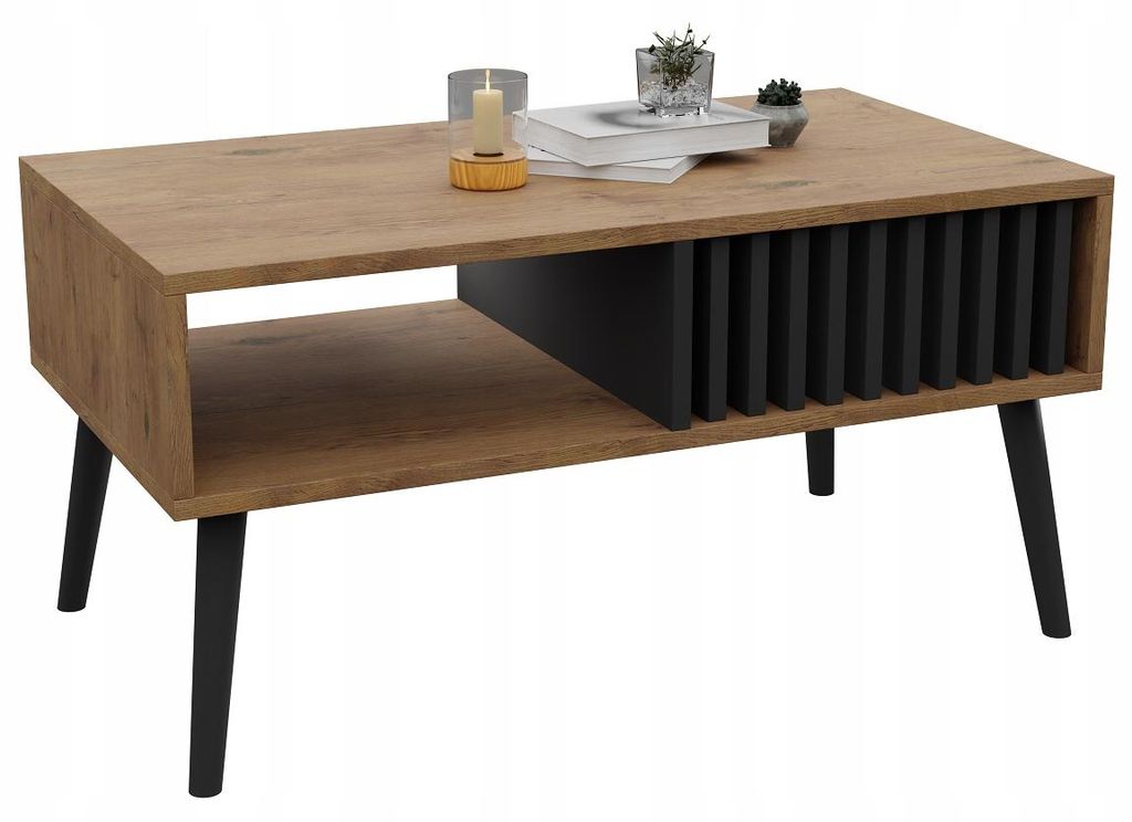 Skandinavischer Couchtisch Lamellen EICHE LANCELOT Tisch Produktbild 