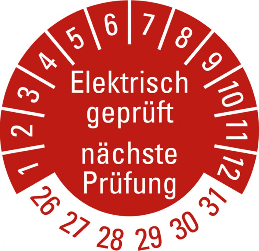 Dreifke Prüfplakette Elektrisch Nächster Prüftermin, 26-31, rot, Fol...