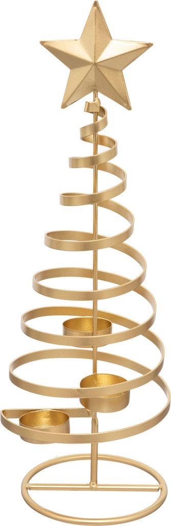 Goldener Tannenbaum-Windlicht aus Eisen 40 cm - Produktbild 