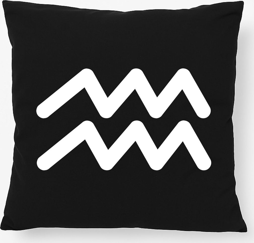 Huuraa Kissen Wassermann Sternzeichen Zeichen 40x40cm mit Füllung Black Baumwolle Dekokissen Geschenkidee