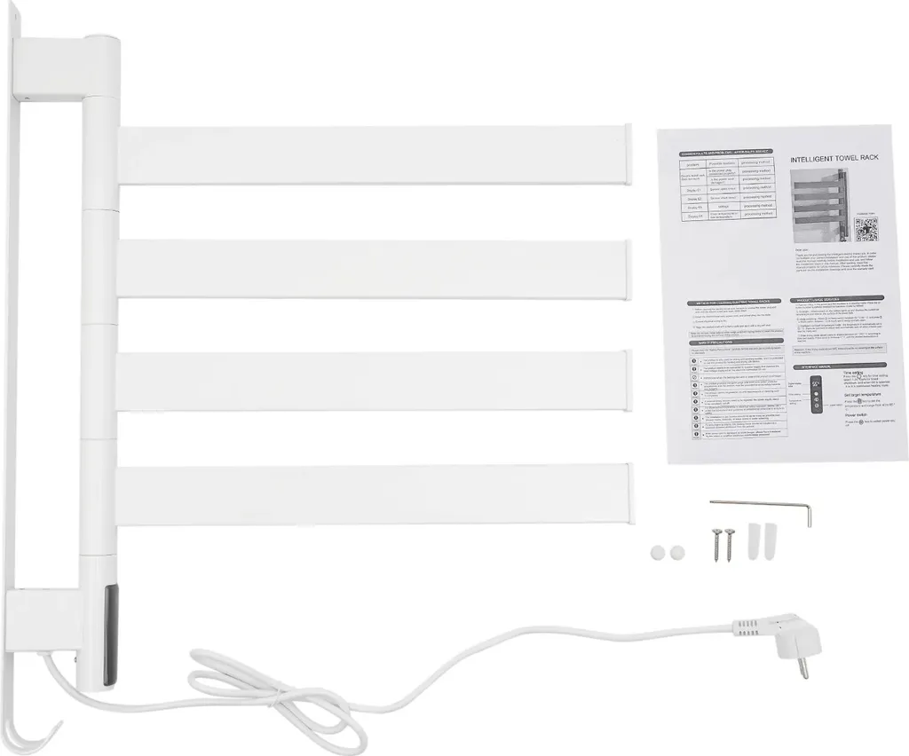 Sèche-serviettes électrique blanc en acier inoxydable 220V prise UE