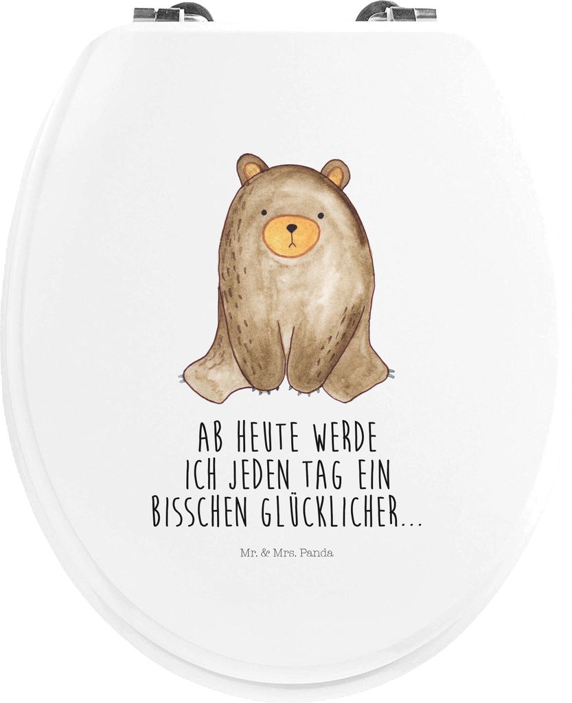 Mr. & Mrs. Panda WC Sitz Bär sitzend - Weiß - Geschenk, Toilettendeckel, WC-Sitz, Brille, Teddy, klo deckel, Klodeckel