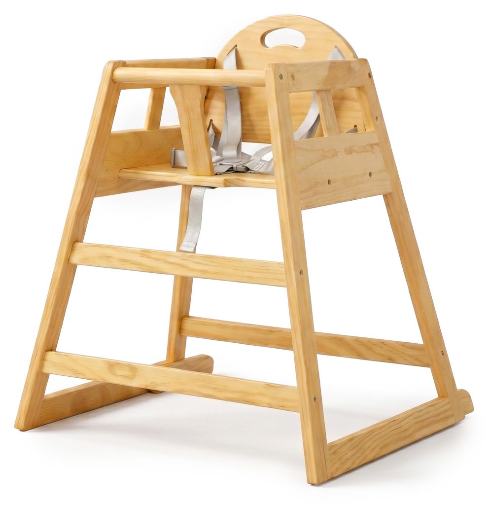 Relaxdays Kinderstuhl, Holz, 5-Punkt-Gurt, HxBxT: 76 x 48 x 49,5 cm, Hochstuhl Baby & Kleinkind, Kinderhochstuhl, natur