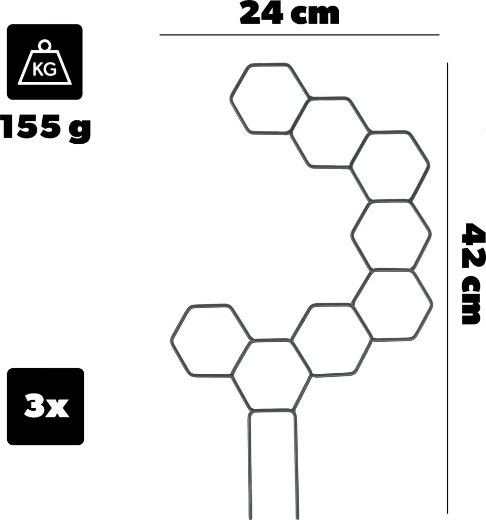 Soutenir vos plantes d'intérieur avec le support hexagonal KADAX x3 vert - 2