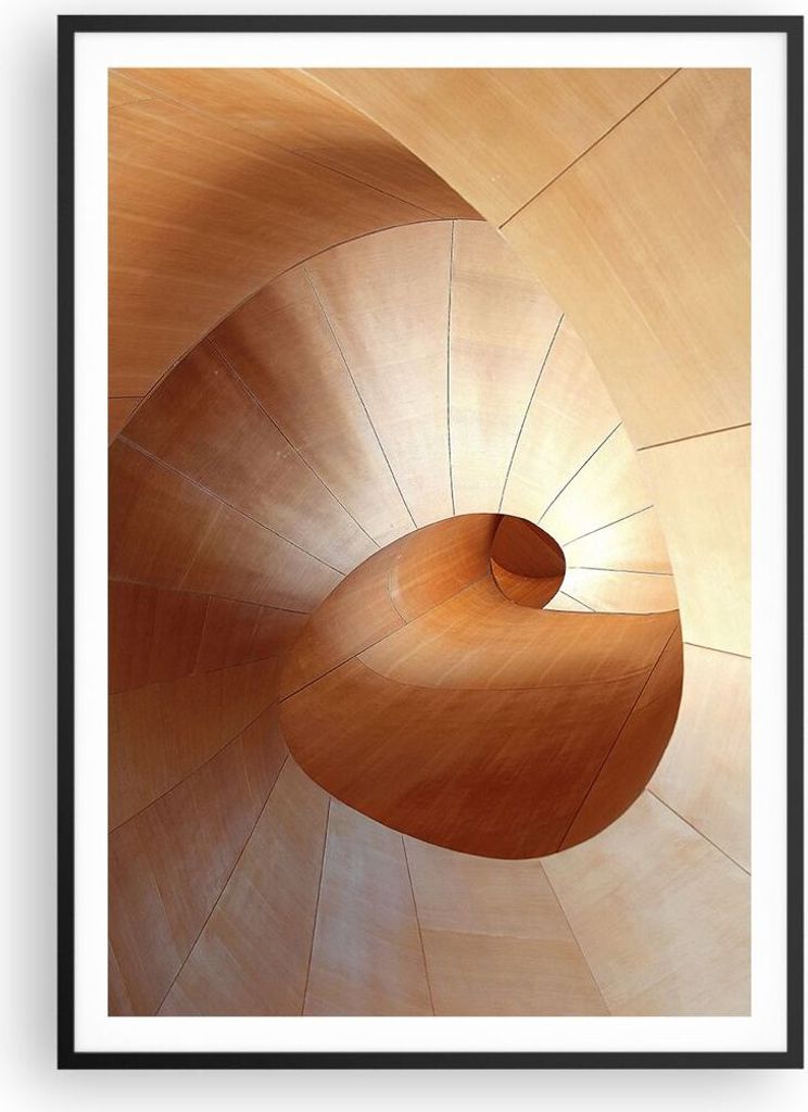 Gerahmtes Poster - Schwarzer Rahmen - Dreidimensional Spirale Braun - 70x100 cm - Wand Bild - Wanddeko - Wandbilder - Kunstposter - Wandposter - Bi...