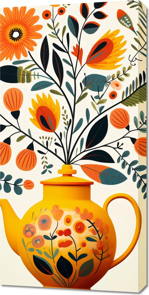 Tableau Image 50 x 100 cm Thé Somptueux Toile Déco Cuisine Design