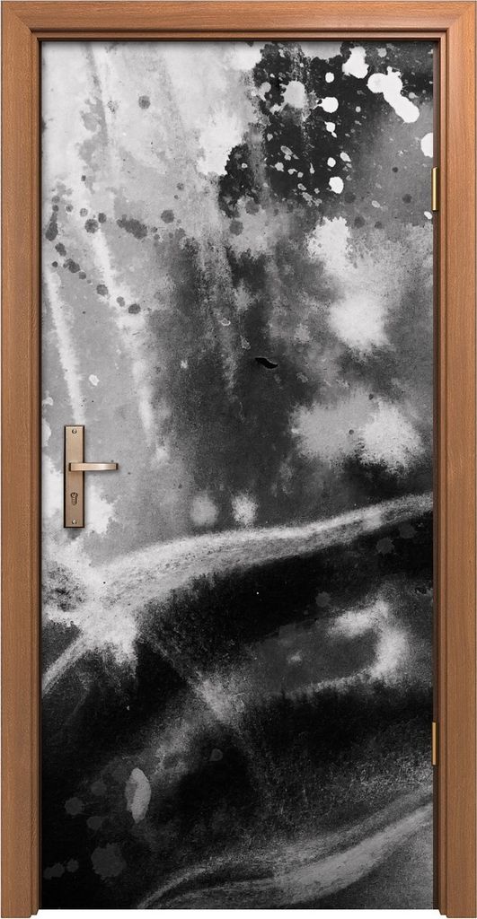 Türposter 90x200 cm Türaufkleber Türtapete Türfolie Klebefolie Kunst Schwarz-Weiß moderne Abstraktion