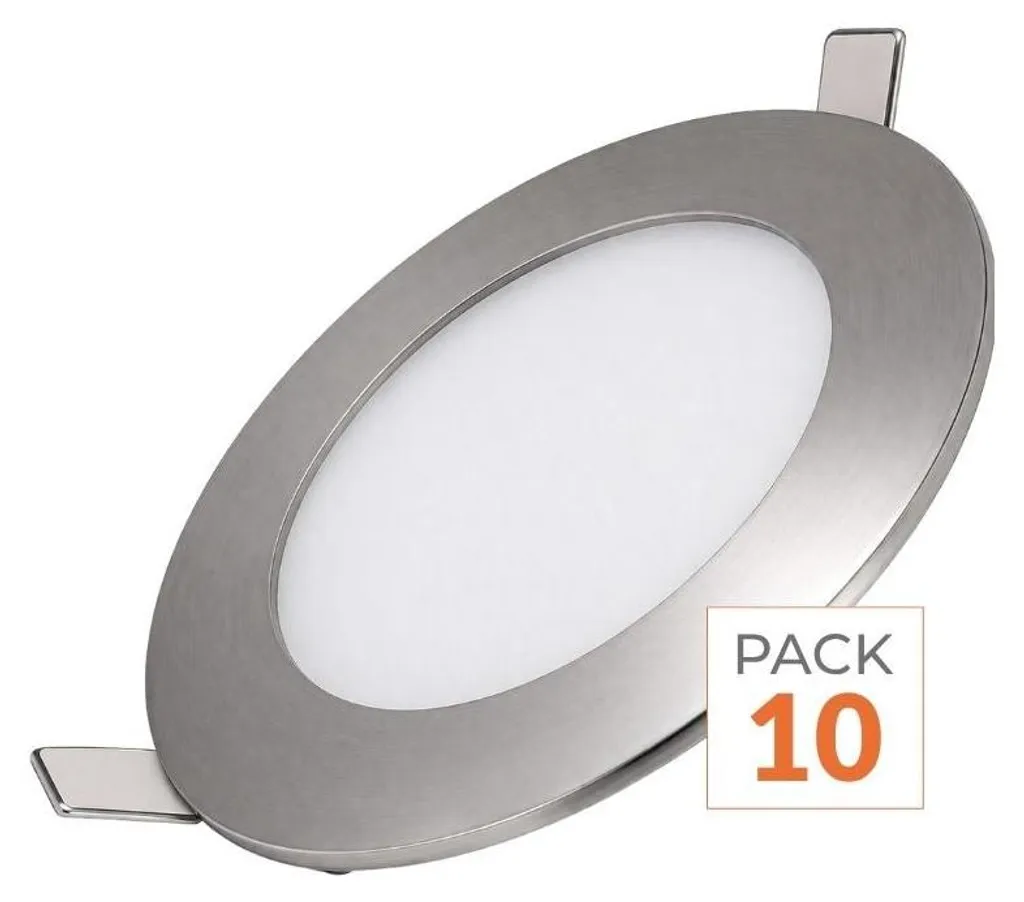 Éclairage Plafond LED Rond Encastrable 6W ALU Blanc Chaud Pack 10 Spots