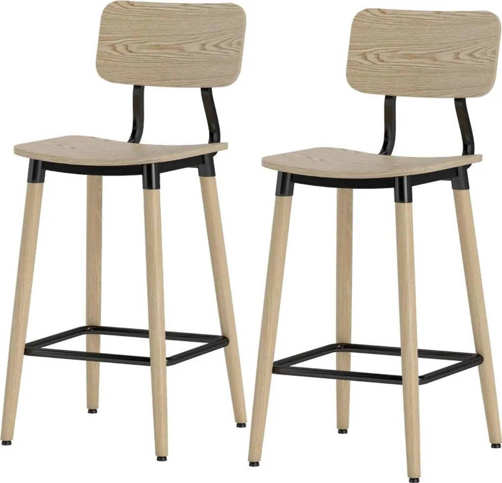 Chaise de Bar Lot de 2 avec Pieds en Acier et Assise Naturelle pour Cuisine