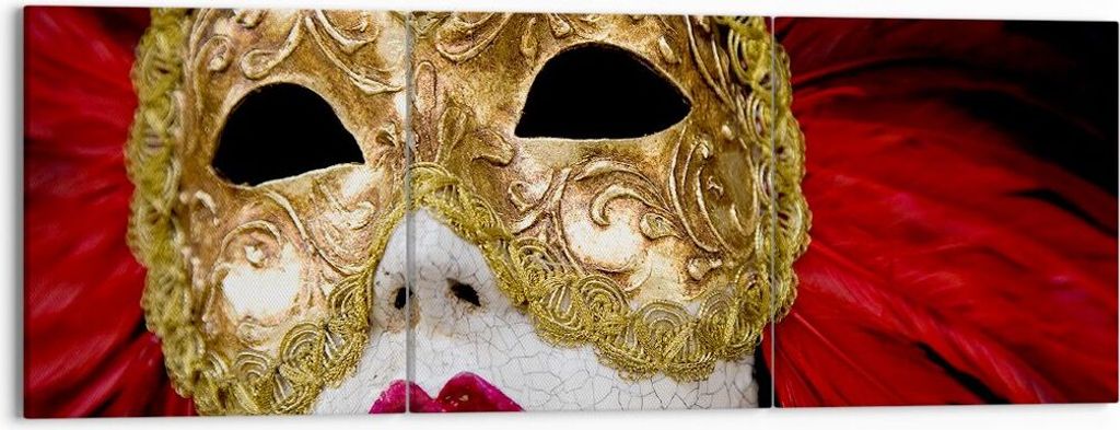 Bild auf Leinwand - Leinwandbild - Venezianische Maske Kostüm Spaß Feder - 150x50cm - Wand Bild - Wanddeko - Leinwanddruck - Bilder - Kunstdruck ...