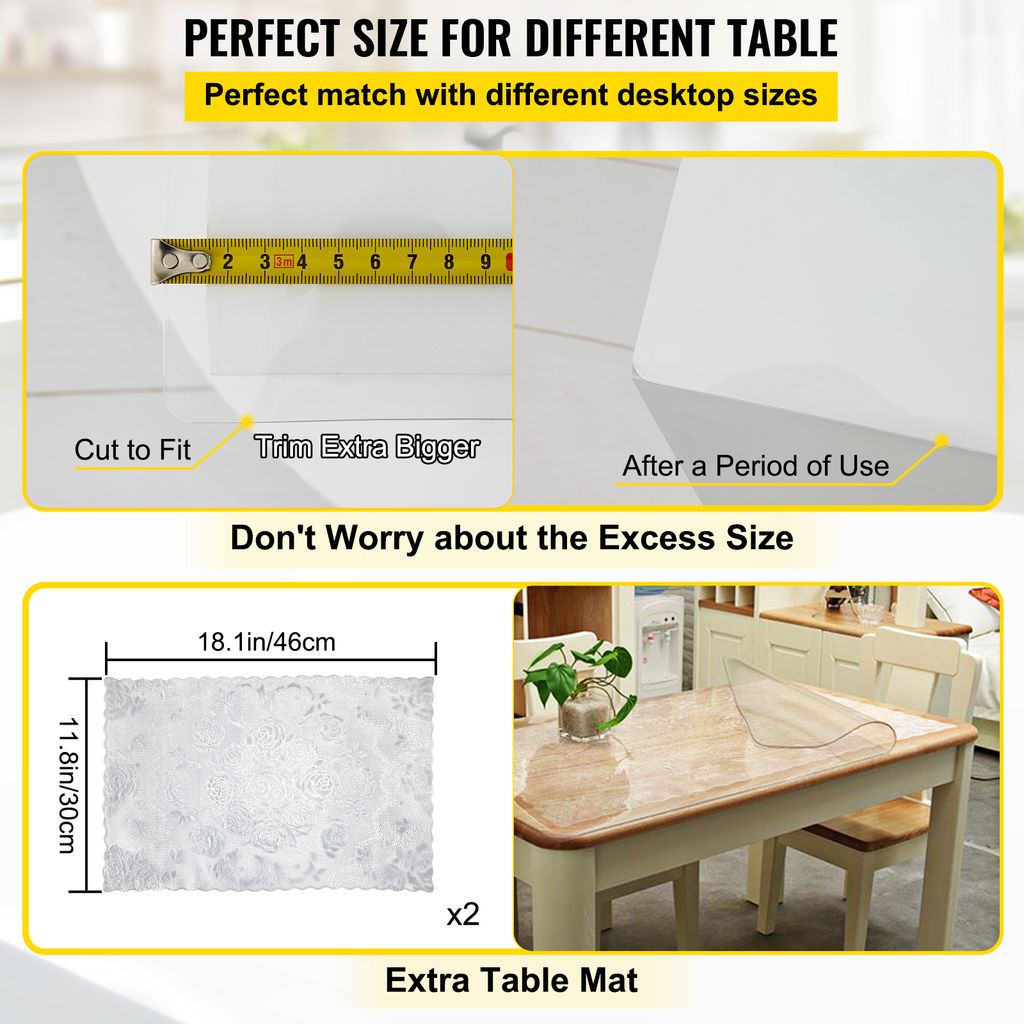 VEVOR plastový kryt na stůl 61 x 152,4 cm, 1,5 mm silný Obrázek produktu 5