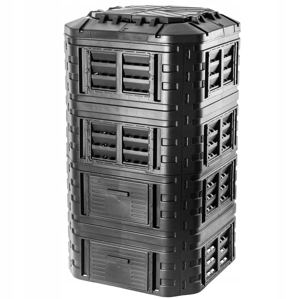 Grand composteur de jardin 1260L - Bac à compost plastique avec couvercle