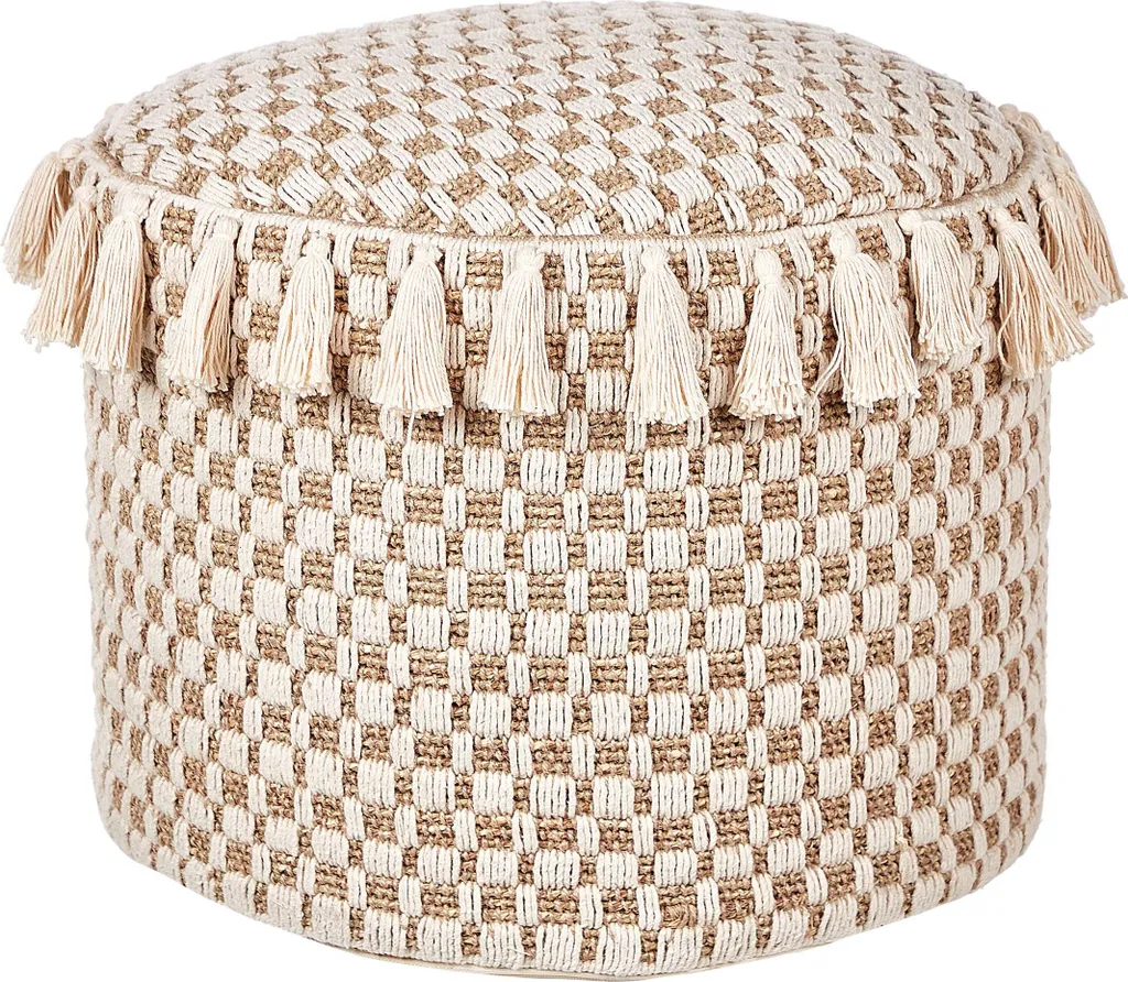 Pouf tressé 50 cm Beige Pirak Lumarko - Siège d'appoint artisanal chic