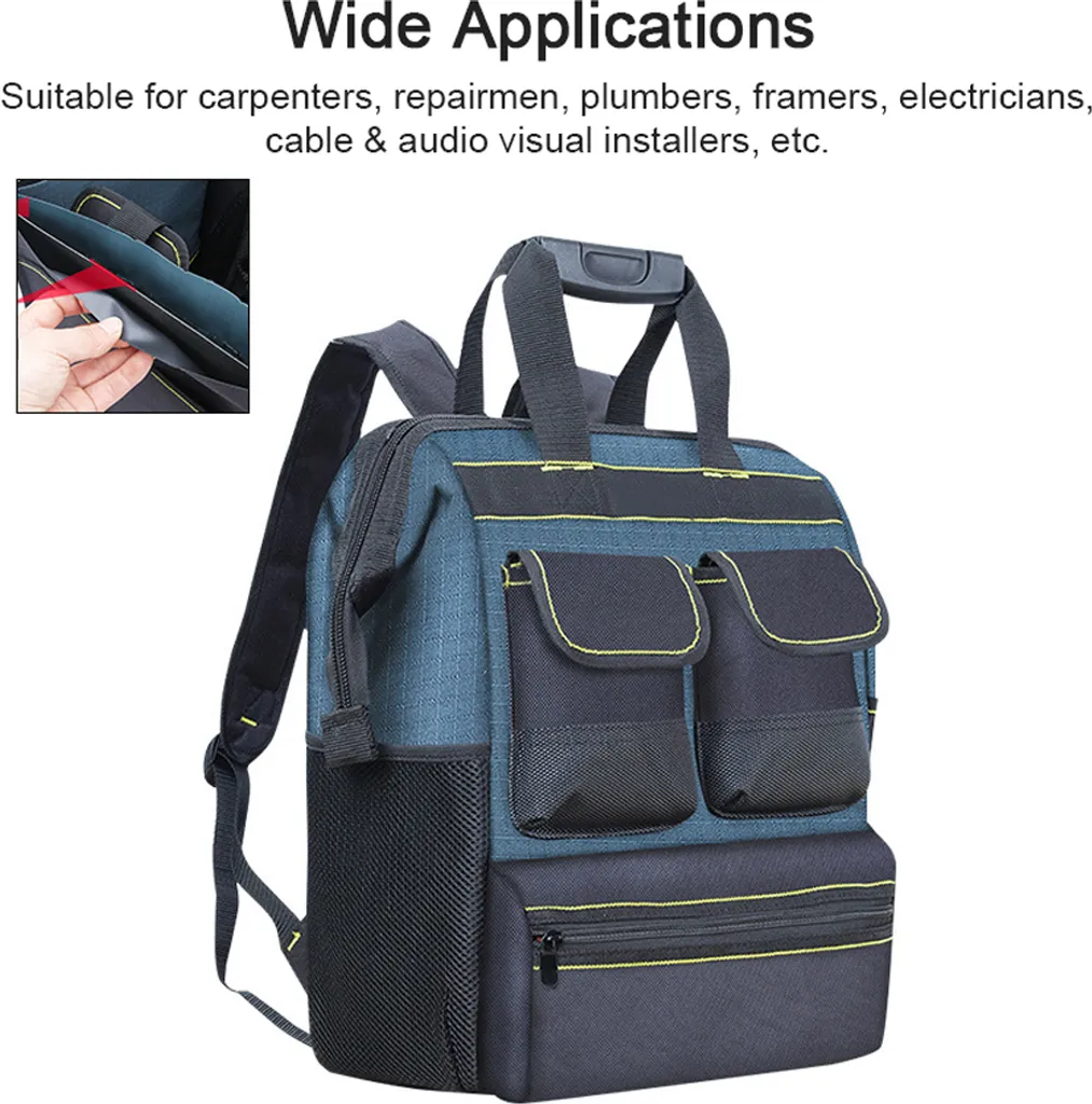 Sac porte-outils robuste à grande ouverture et compartiments en PE - 5