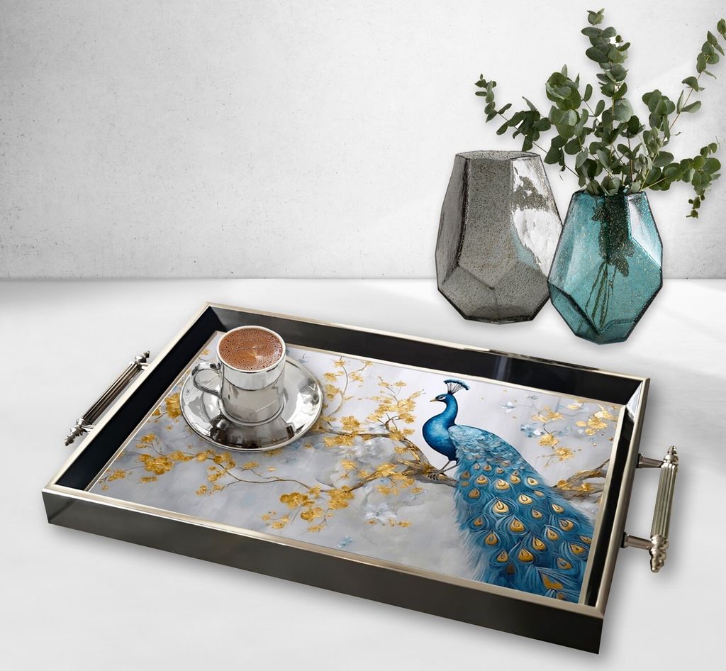 Evila Originals, TPG9925, Tablett, Mehrfarbig, 100 % GLAS, 50 x 29 x 3,5 cm