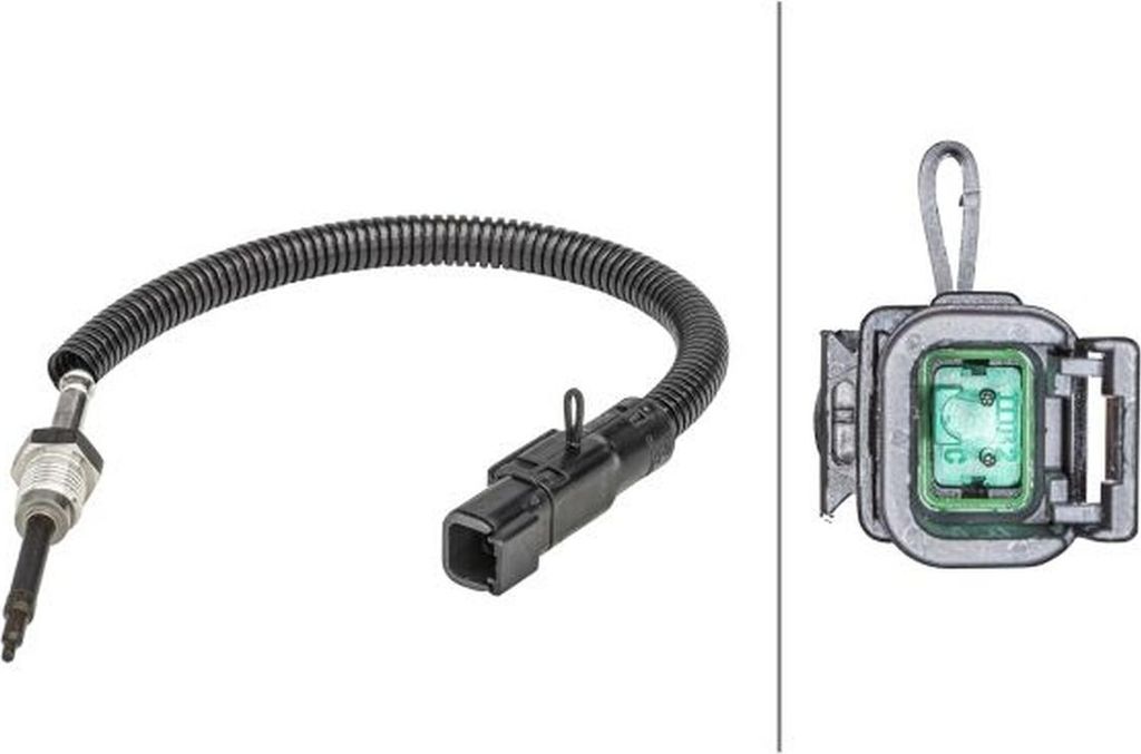 Sensor Abgastemperatur geschraubt 2-polig 230 mm Kabel HELLA für u.a. VOLVO B12