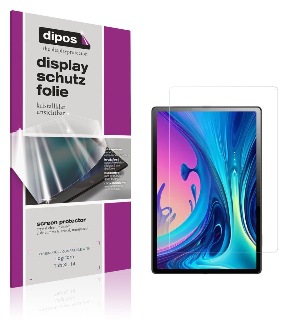 2x Schutzfolie für Logicom Tab XL 14 klar Displayschutzfolie Folie Display Schutz dipos