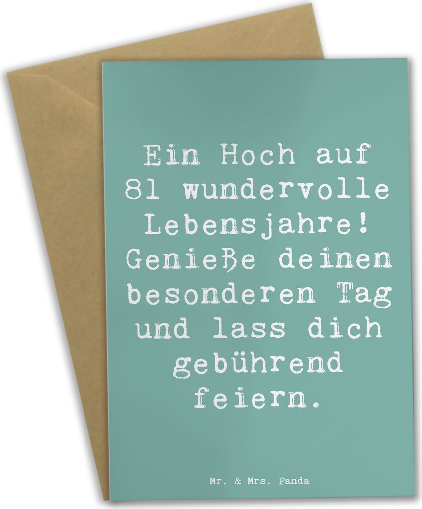 Mr. & Mrs. Panda Klappkarte Spruch 81. Geburtstag - Meeresbrise - Geschenk, Achtzigster, Geburtstagsgeschenk, kommunionskarte, osterkarte, Herzlich...