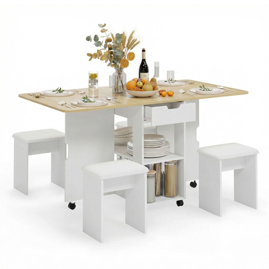 Ensemble de salle à manger pliant Mondeer avec 4 tabourets Image du produit 