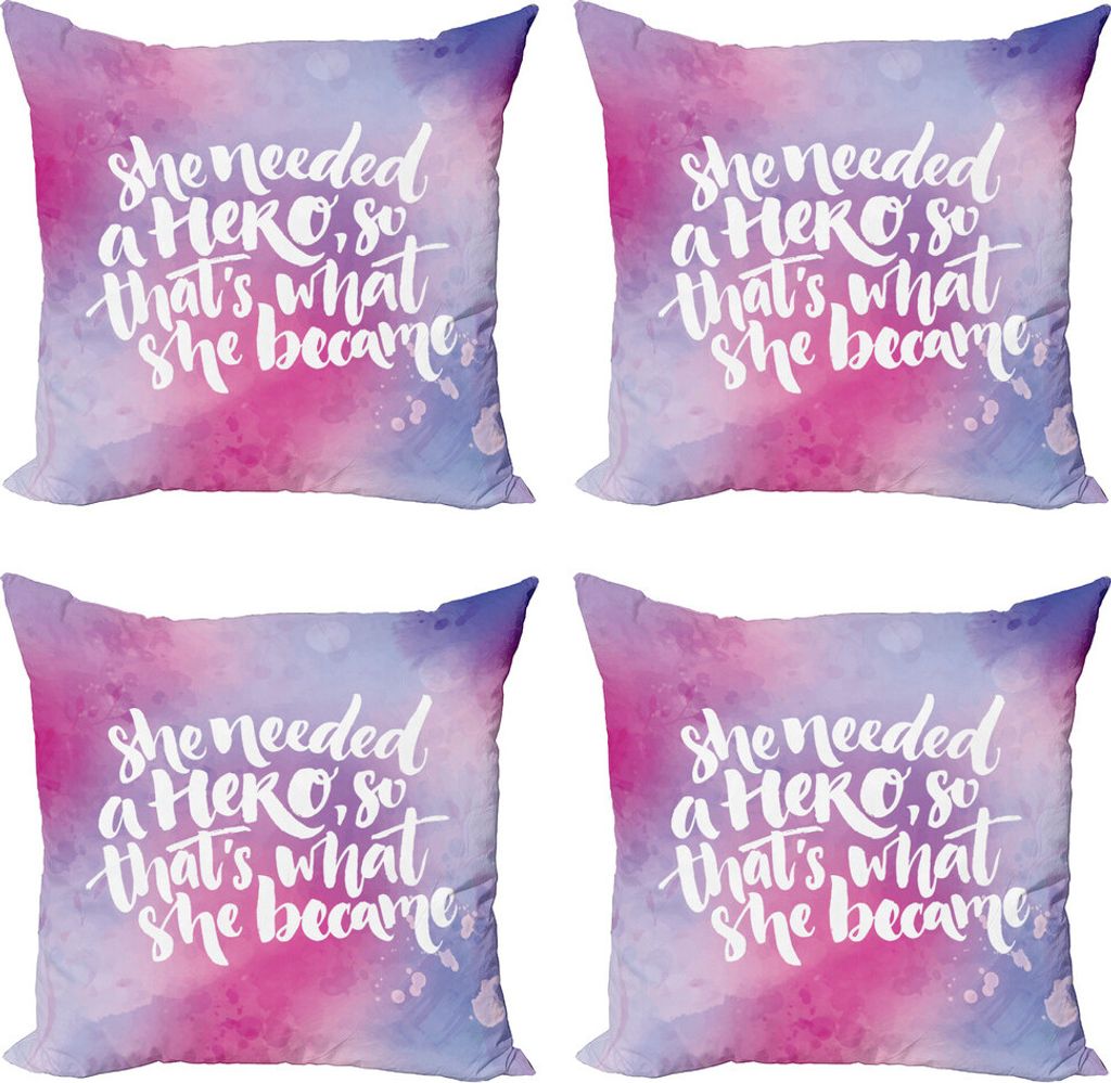 ABAKUHAUS Feminist Kissenbezug Set (4 Stück), Thema Female Held, Moderner Doppelseitiger Digitaldruck, 50 cm x 50 cm, Mehrfarbig