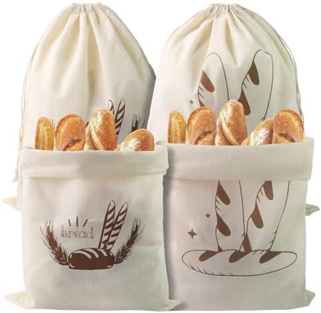 4 Stück Brotbeutel Leinen Ungebleicht, 40 x 30cm Produktbild 