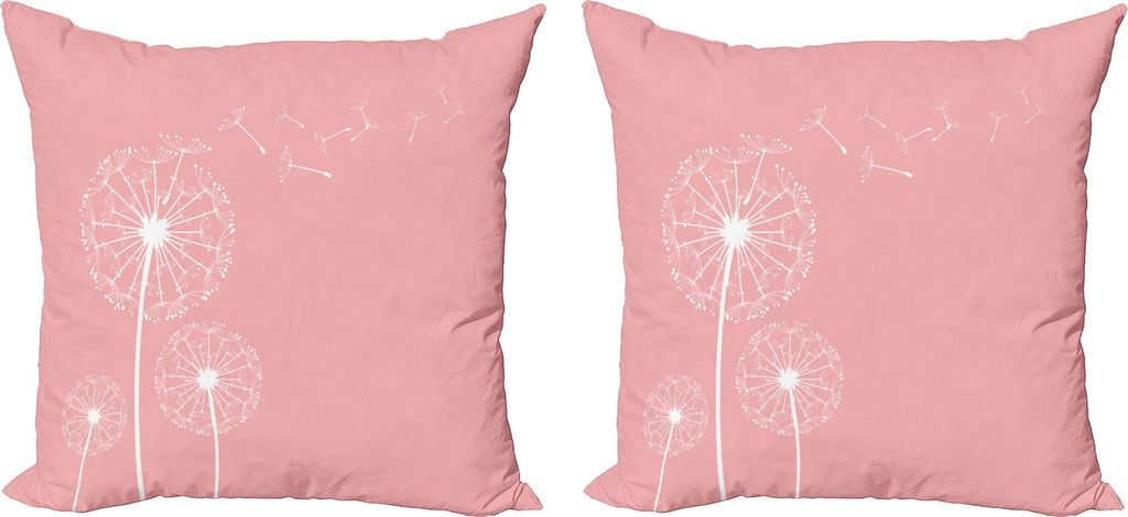 ABAKUHAUS Löwenzahn Kissenbezug Set (2Stück), Skizzieren Sie Stil Blowballs auf Wind botanischen Inspirationen Wachstum Bloom Sommergarten, 50 x ...