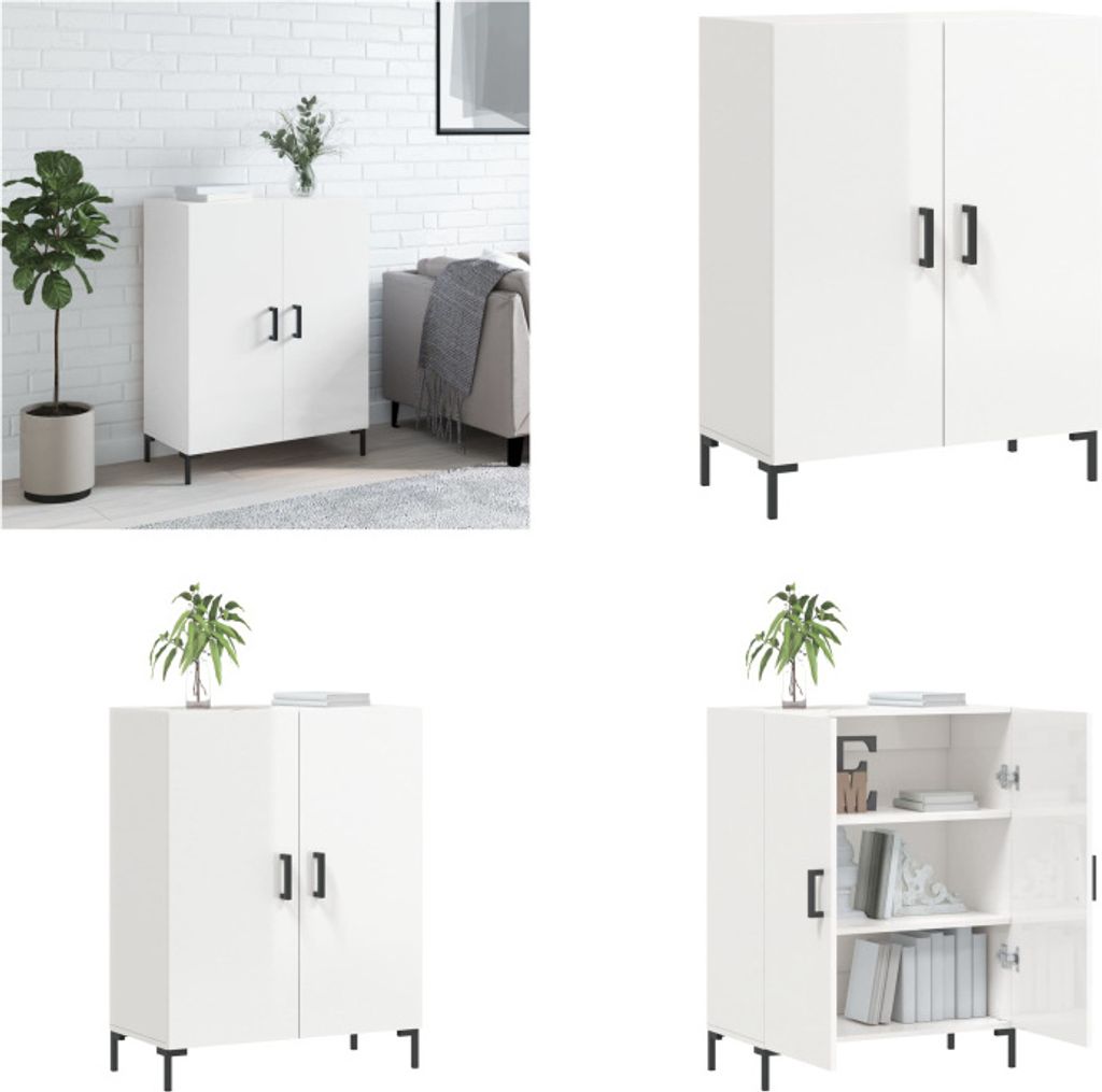 vidaXL Sideboard Hochglanz Weiß 69,5x34x90 cm Holzwerkstoff - Sideboard - Sideboards - Schrank - Aufbewahrungsschrank