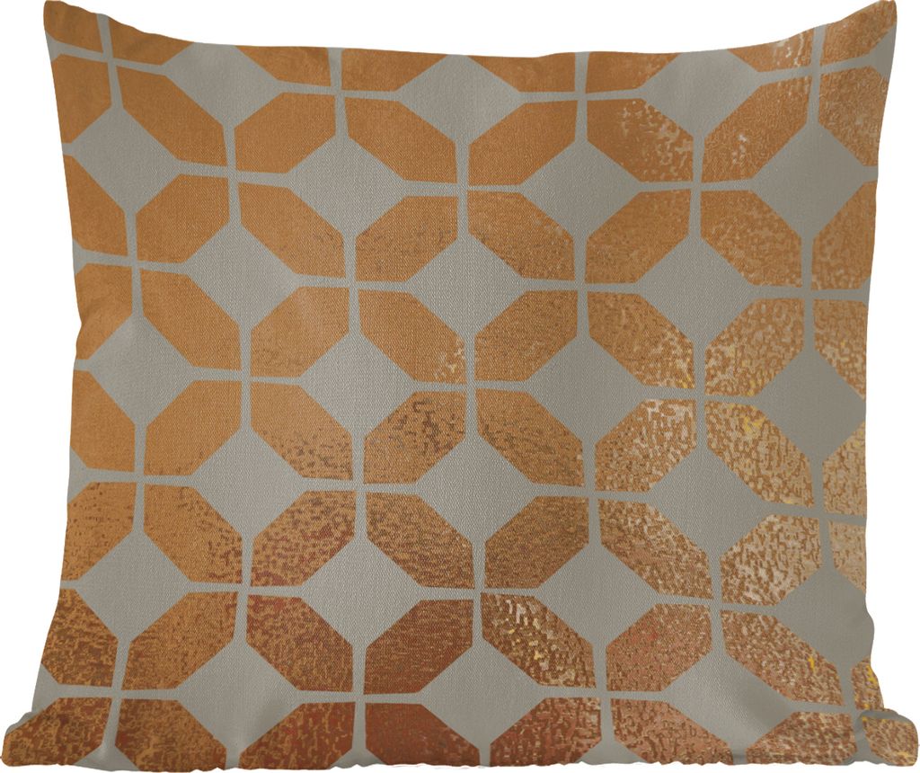 MuchoWow Zierkissen Sofakissen Wohnzimmer Dekokissen 60x60 cm Muster - Gold - Luxus - Grau - Sitzfläche - Foto Polster