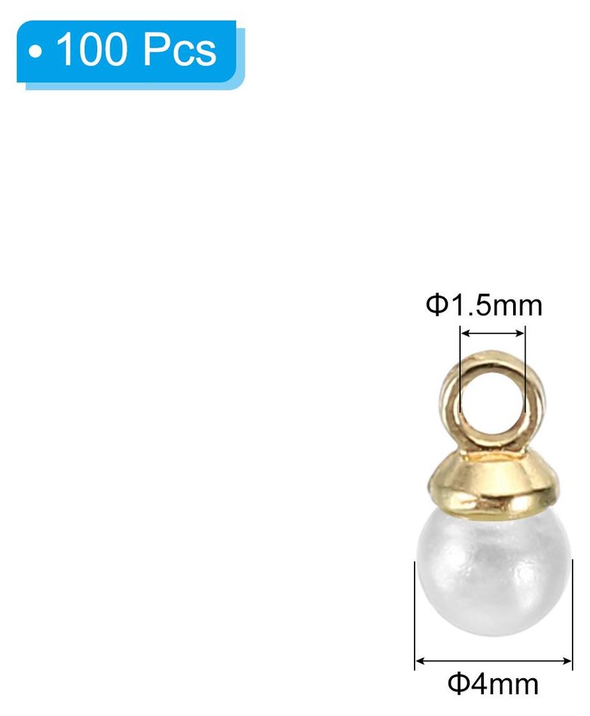 4mm Perlenanh?nger, 100 Stš¹ck Perlenkugeln Faux Pearl Anh?nger Charme Sch?ne DIY fš¹r Schmuckherstellung Armb?nder Ohrringe Halskette Hochzeit...