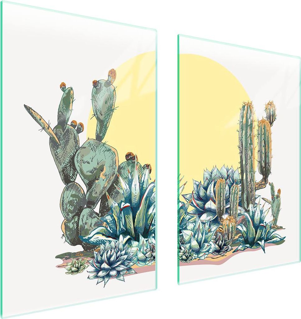 Glasschutzplatte Für Küche 65X52 Cactus