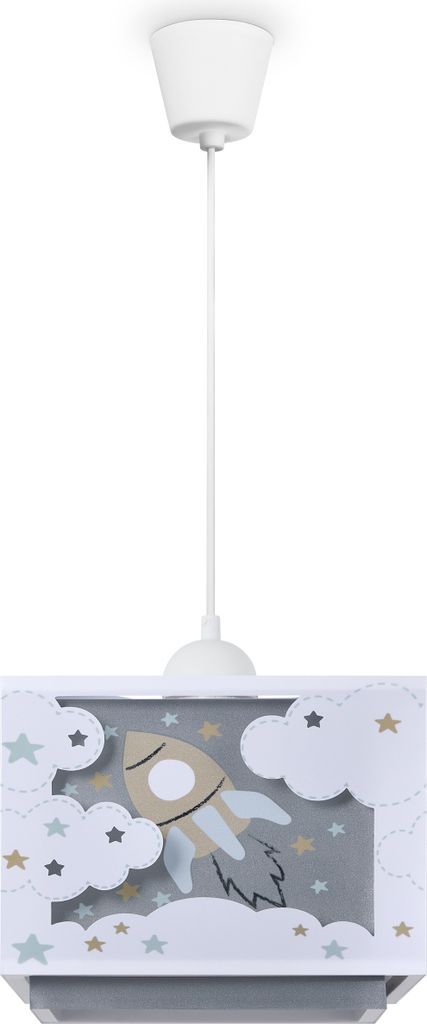 Kinderzimmer Hängelampe Lampenschirm Stoff Regenbogen Stern Löwe Dino Mond