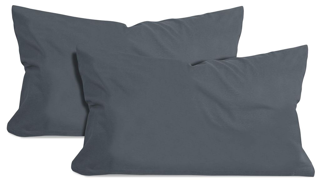 Set mit 2 Baumwollkissenbezügen – Jersey – ca. 40 x 60 cm, anthrazit