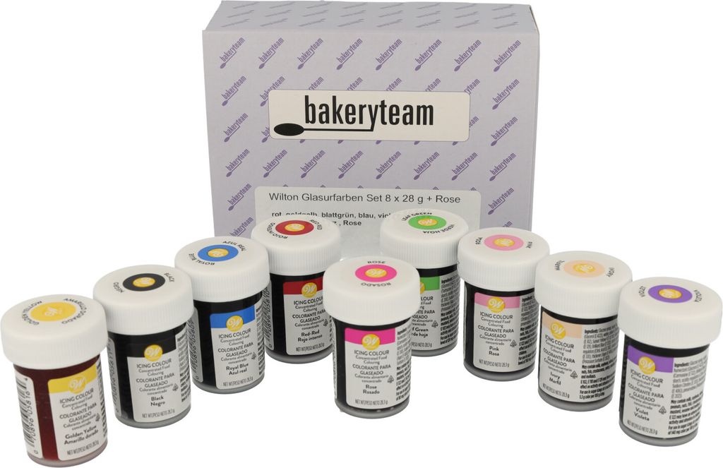 Wilton Glasurfarben Set 8 x 28 g + Rose 28 g Produktbild 