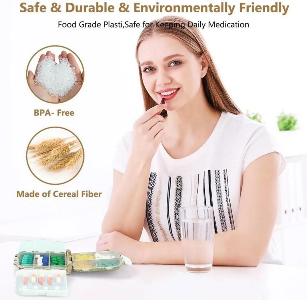Scatola per pillole 7 giorni Scatola per pillole 8 griglie Scatola per farmaci Beige - 8