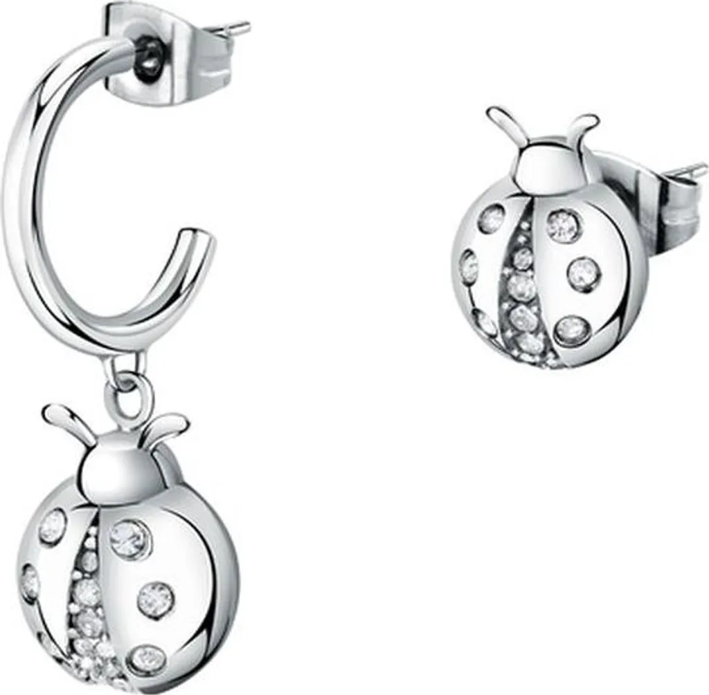 Boucles d'oreilles asymétriques acier Istanti SAVZ07 design porte-chance
