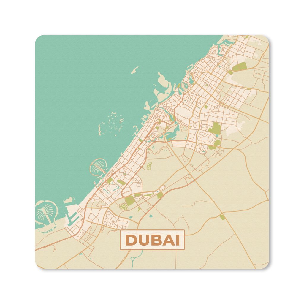 MuchoWow Mauspad Mousepad Dubai - Karte - Stadtplan - Vintage 20x20 cm - Mousepads - Maus Mat - Pad - Mausunterlage - Desk Mat - Bureauartikeln