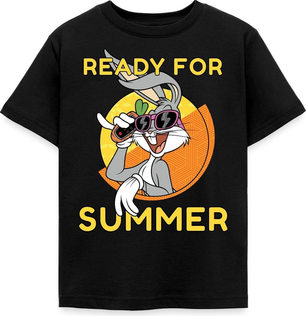 Spreadshirt Looney Tunes Bugs Bunny Ready For Summer Sommer Kinder T-Shirt, 98/104 (3-4 Jahre), Schwarz