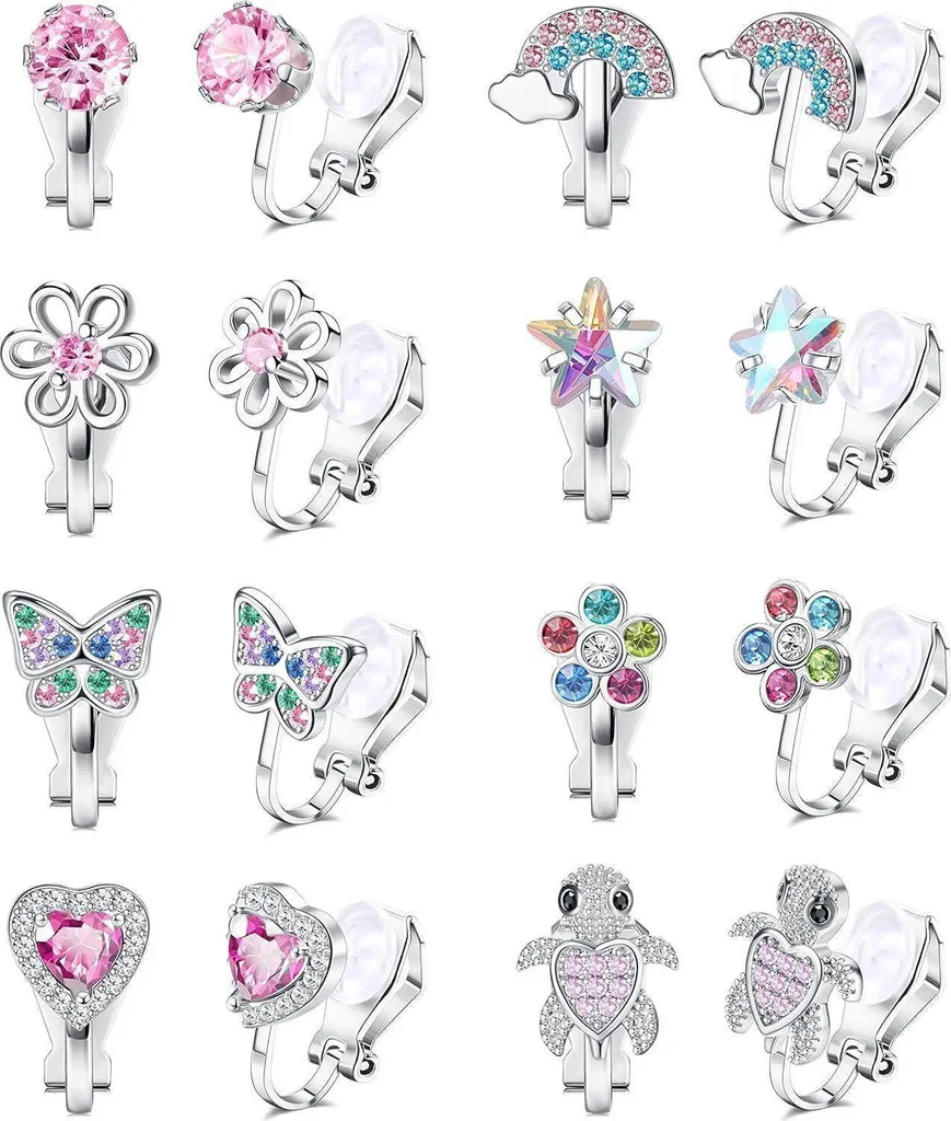 Orecchini a Clip Bambina JeweBella: Set 8 Paia Senza Buco Rosa