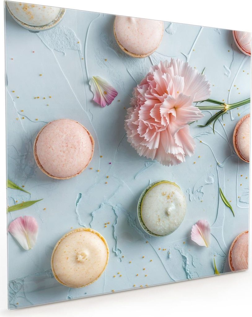 Küchenrückwand Spritzschutz Glas mit Motiv Französische Macarons 40 x 40 cm