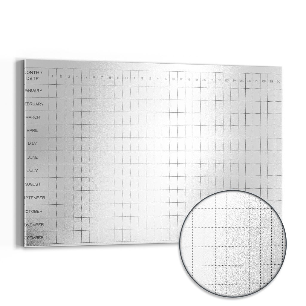 DEQORI Magnettafel Metall 60x40 cm 'Kalendar Weiß (EN)' Whiteboard Pinnwand Büro
